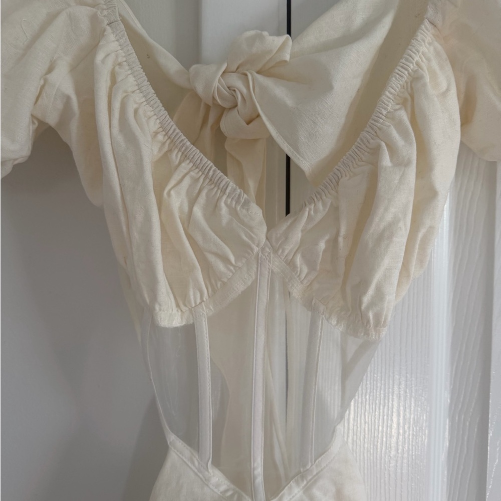 NWT SABO Australia Teneille Corset Dress White Mini Cut Out Tie Back Bride - Picture 5 of 10
